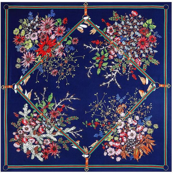 scarves stunning 130 cm bouquet silk shawl sunscreen scarf square, Blue;gray 
scarves stunning 130 cm bouquet silk shawl sunscreen scarf square, Blue;gray