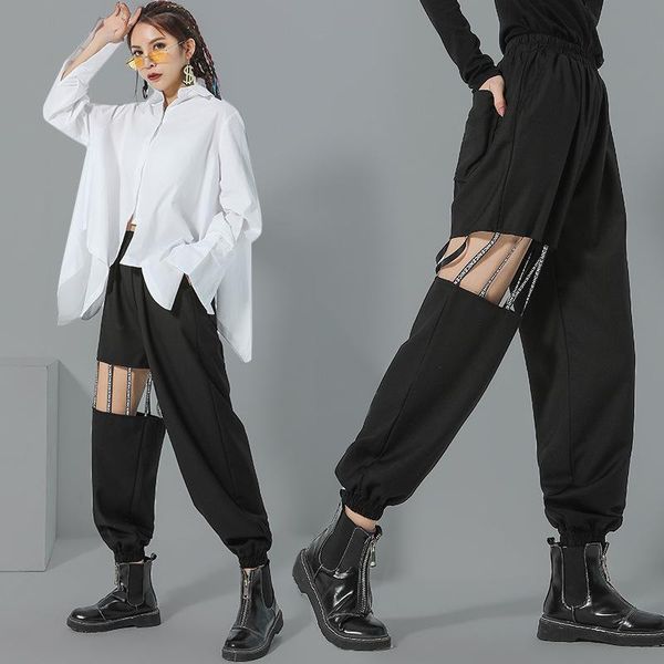 women's pants & capris harajuku black streetwear women casual gothic punk hollow out harem straps female long trousers joggers lt678s50, Black;white
women's pants & capris harajuku black streetwear women casual gothic punk hollow out harem straps female long trousers joggers lt678s50, Black;white