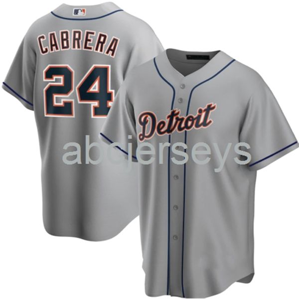 stitched custom miguel cabrera #24 gray baseball jersey xs-6xl, Black
