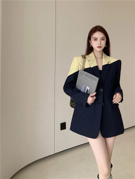 women's suits & blazers vintage slim fit casual patchwork and jackets loose female outwear s192, White;black
women's suits & blazers vintage slim fit casual patchwork and jackets loose female outwear s192, White;black