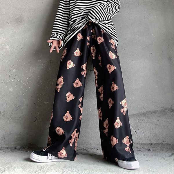 hybskr mans korean style trousers women pant hip hop bear couple print elastic waist casual wide leg, Black
hybskr mans korean style trousers women pant hip hop bear couple print elastic waist casual wide leg, Black