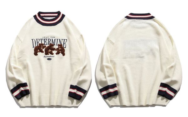 bear patchwork striped knitted jumpers sweaters streetwear hip hop harajuku casual pullover knitwear mens fashion, White;black
bear patchwork striped knitted jumpers sweaters streetwear hip hop harajuku casual pullover knitwear mens fashion, White;black