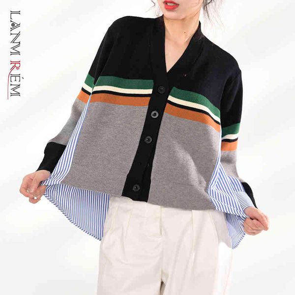 loose striped shirt patchwork knitted single breasted for women vintage long sleeve fake two pieces yj675 210507, White
loose striped shirt patchwork knitted single breasted for women vintage long sleeve fake two pieces yj675 210507, White