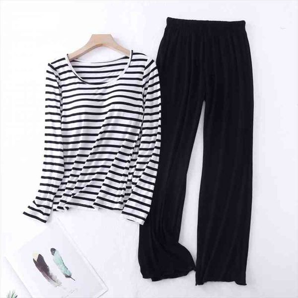 pajamas modal striped print loose womens sleepwears long sleeved with bra pad ruffled trousers sleepwear suit female casual homewear, Black;red
pajamas modal striped print loose womens sleepwears long sleeved with bra pad ruffled trousers sleepwear suit female casual homewear, Black;red