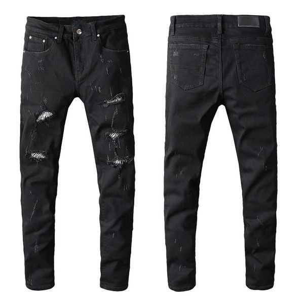 american streetwear fashion men jeans black color destroyed ripped patches designer pants hip hop skinny men's, Blue
american streetwear fashion men jeans black color destroyed ripped patches designer pants hip hop skinny men's, Blue