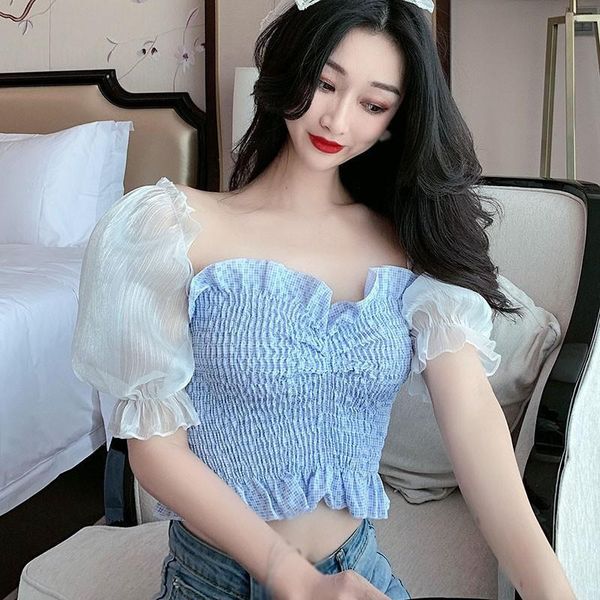 women's blouses & shirts blue chiffon shirt for women square collar short sleeve pleated crop fashion sweet ruffles patchwork blouse mj, White
women's blouses & shirts blue chiffon shirt for women square collar short sleeve pleated crop fashion sweet ruffles patchwork blouse mj, White