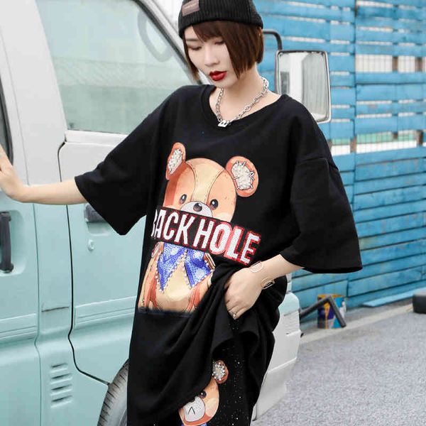 polo thick mid-length t-shirt women autumn and winter loose korean cartoon short-sleeved plus size bottoming shirt, White 
polo thick mid-length t-shirt women autumn and winter loose korean cartoon short-sleeved plus size bottoming shirt, White