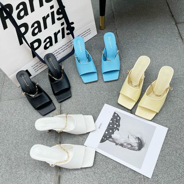gold chains heel slippers women brand design shoes slides flip flops vintage square toe thin sandals, Black
gold chains heel slippers women brand design shoes slides flip flops vintage square toe thin sandals, Black