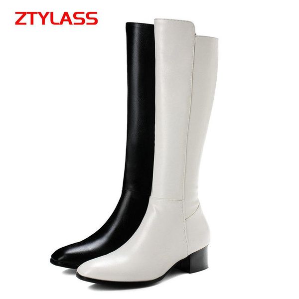 boots square toe knee high autumn women low heel long pu leather zipper winter shoes big size 43, Black
boots square toe knee high autumn women low heel long pu leather zipper winter shoes big size 43, Black