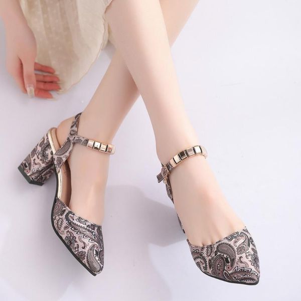 female shoes women's square high heel printing ankle belt buckle sandals summer casual sandalia feminina, Black
female shoes women's square high heel printing ankle belt buckle sandals summer casual sandalia feminina, Black