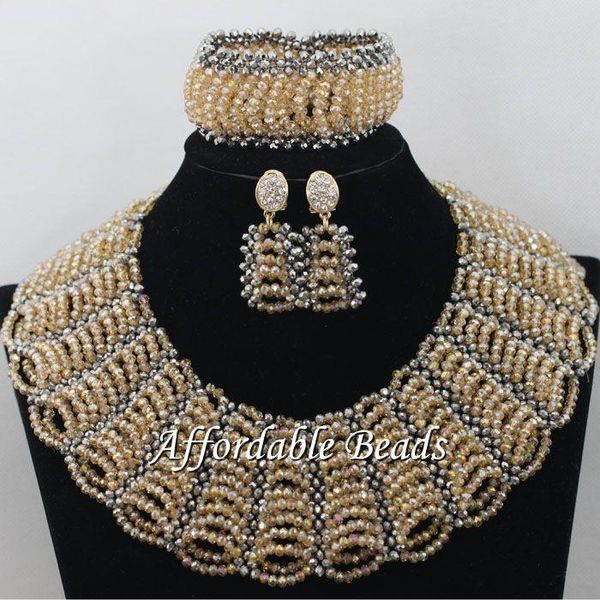 earrings & necklace gold gray african costume jewelry set pretty wedding beads handmade item wholesale ncd036, Silver
earrings & necklace gold gray african costume jewelry set pretty wedding beads handmade item wholesale ncd036, Silver