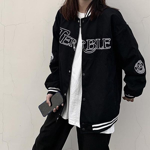 women's jackets letter embroidery baseball women single-breasted black bomber jacket korean style harajuku simple uniform, Black;brown
women's jackets letter embroidery baseball women single-breasted black bomber jacket korean style harajuku simple uniform, Black;brown