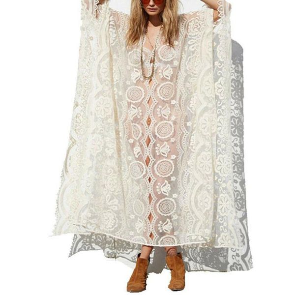 women's swimwear women lace loose baggy dress summer beach hollow out beachwear dresses, White;black
women's swimwear women lace loose baggy dress summer beach hollow out beachwear dresses, White;black