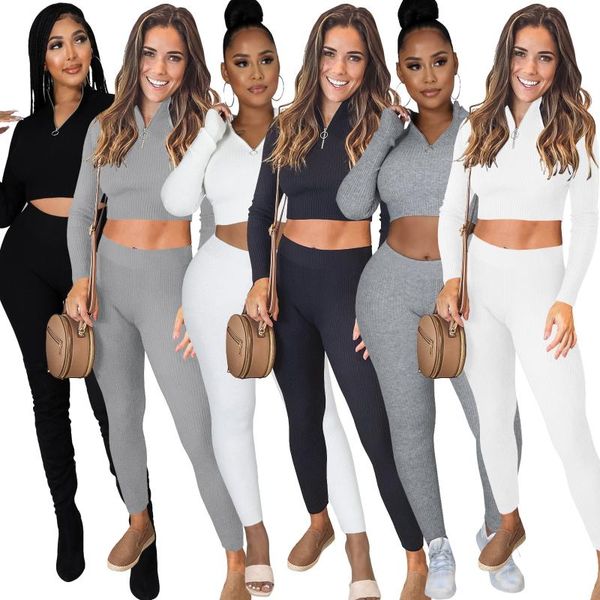 women's two piece pants 444333 autumn winter women casual fashion solid color thread high neck zipper elastic crater strip set, White
women's two piece pants 444333 autumn winter women casual fashion solid color thread high neck zipper elastic crater strip set, White