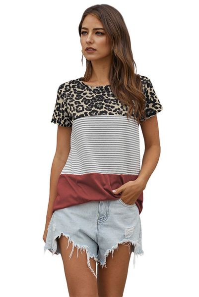 striped womens tshirts summer short sleeve loose designer ladies casual contrast color female tees leopard, White
striped womens tshirts summer short sleeve loose designer ladies casual contrast color female tees leopard, White