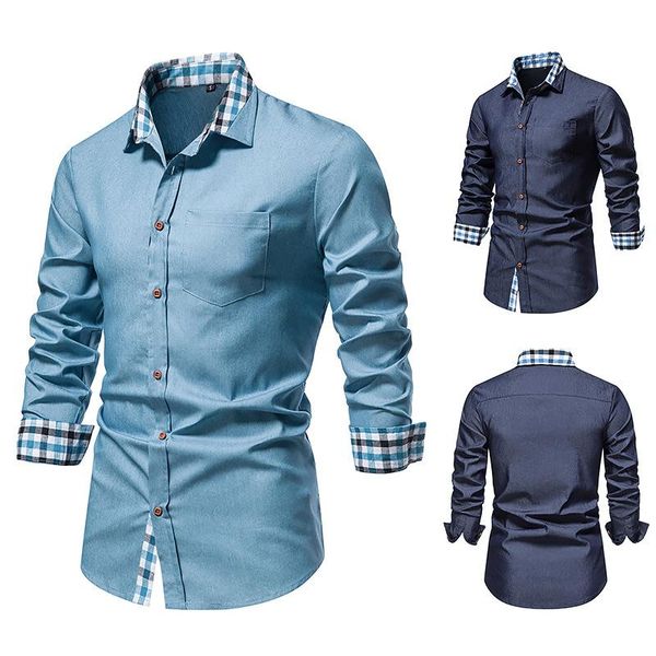 men's dress shirts 2021 autumn casual formal shirt button up long sleeve denim work, White;black
men's dress shirts 2021 autumn casual formal shirt button up long sleeve denim work, White;black