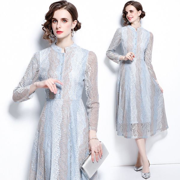 large french lace dress goddess style high end autumn and winter 2021 long sleeve waist closing a-shaped medium length skirt, Black;gray
large french lace dress goddess style high end autumn and winter 2021 long sleeve waist closing a-shaped medium length skirt, Black;gray