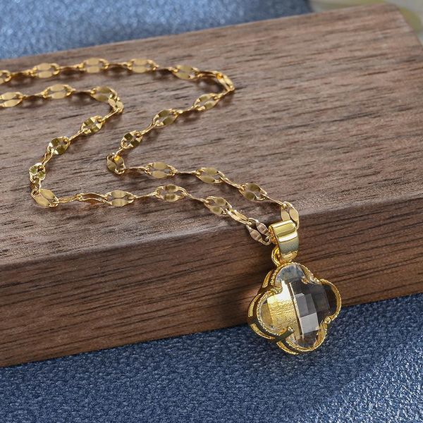 pendant necklaces korean version of simple temperament clavicle chain titanium steel transparent crystal four-leaf clover necklace female, Silver
pendant necklaces korean version of simple temperament clavicle chain titanium steel transparent crystal four-leaf clover necklace female, Silver
