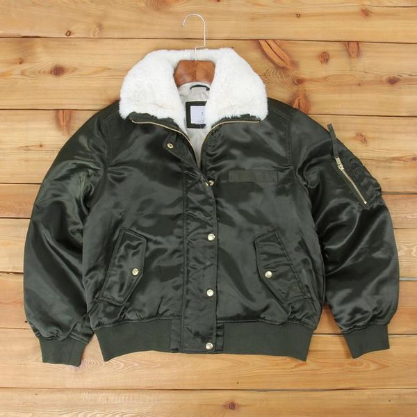 women's jackets high-quality satin autumn winter fur collar short flight suit bomber jacket plus size women loose tweed jaket gothic za, Black;brown
women's jackets high-quality satin autumn winter fur collar short flight suit bomber jacket plus size women loose tweed jaket gothic za, Black;brown
