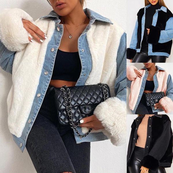 women's jackets donsignet autumn/winter womens clothes casual plush denim patchwork warm jacket women, Black;brown
women's jackets donsignet autumn/winter womens clothes casual plush denim patchwork warm jacket women, Black;brown