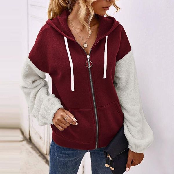 women's jackets nice women zipper hooded jacket with long plush sleeve ladies classic spliced coat pocket simple baseball manteau femme, Black;brown
women's jackets nice women zipper hooded jacket with long plush sleeve ladies classic spliced coat pocket simple baseball manteau femme, Black;brown