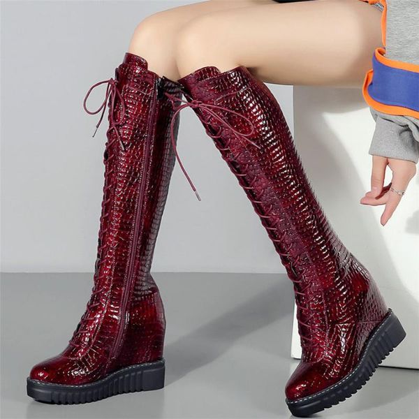 boots punk creepers women lace up genuine leather wedges high heel knee female round toe platform pumps fashion sneakers, Black
boots punk creepers women lace up genuine leather wedges high heel knee female round toe platform pumps fashion sneakers, Black
