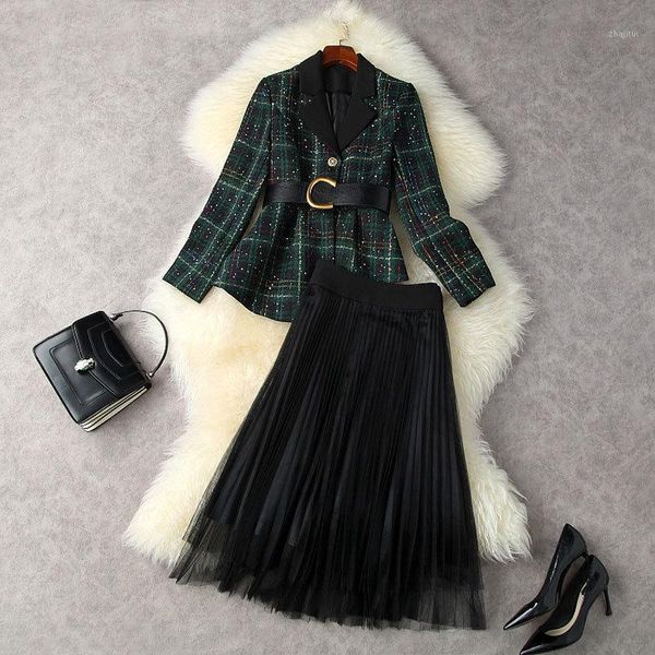 two piece dress suits with skirt women's cloting set 2021 autumn winter sequined plaid tweed irregular slim belted jacket + pleated mes, White
two piece dress suits with skirt women's cloting set 2021 autumn winter sequined plaid tweed irregular slim belted jacket + pleated mes, White