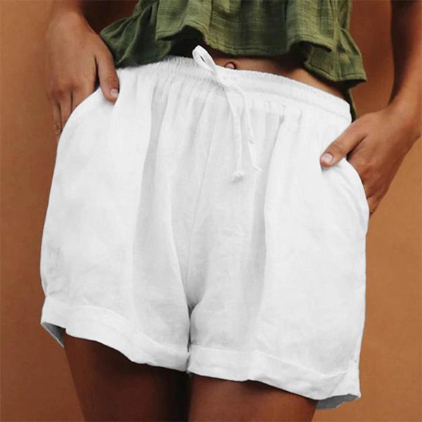women's shorts solid summer cotton linen women fashion female wide leg trousers casual loose plus size elastic wasit, White;black
women's shorts solid summer cotton linen women fashion female wide leg trousers casual loose plus size elastic wasit, White;black