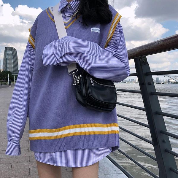 women's sweaters pullover sweater casual drop korean harajuku v-neck style autumn clothing knitted sleeveless jacket female, White;black
women's sweaters pullover sweater casual drop korean harajuku v-neck style autumn clothing knitted sleeveless jacket female, White;black
