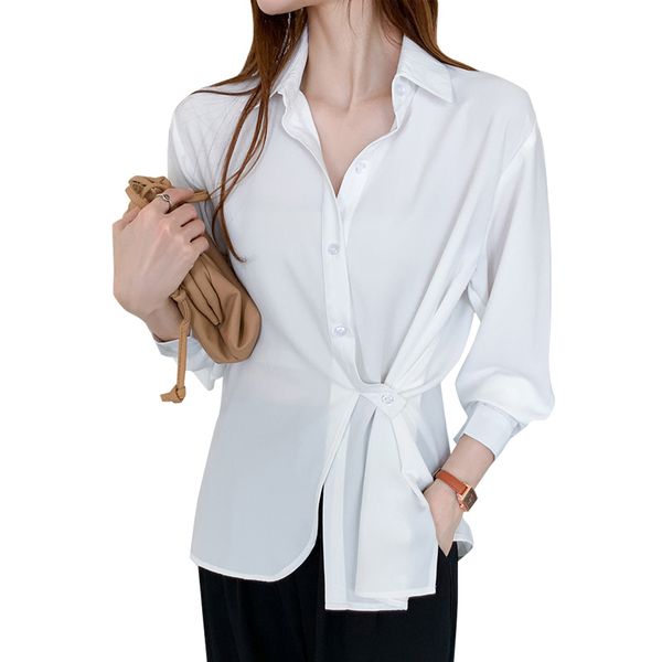 fashion women long sleeve blouse casual lace up shirts elegant lapel neck ol asymmetric spring blusas femininas 316g 210420, White
fashion women long sleeve blouse casual lace up shirts elegant lapel neck ol asymmetric spring blusas femininas 316g 210420, White