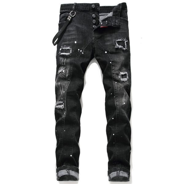 Mens Jeans jean Hip hop street trend Zipper chain decoration ripped Stretch Black Fashion Slim Fit Washed Motocycle Denim Panelled Trousers, Blue
Mens Jeans jean Hip hop street trend Zipper chain decoration ripped Stretch Black Fashion Slim Fit Washed Motocycle Denim Panelled Trousers, Blue