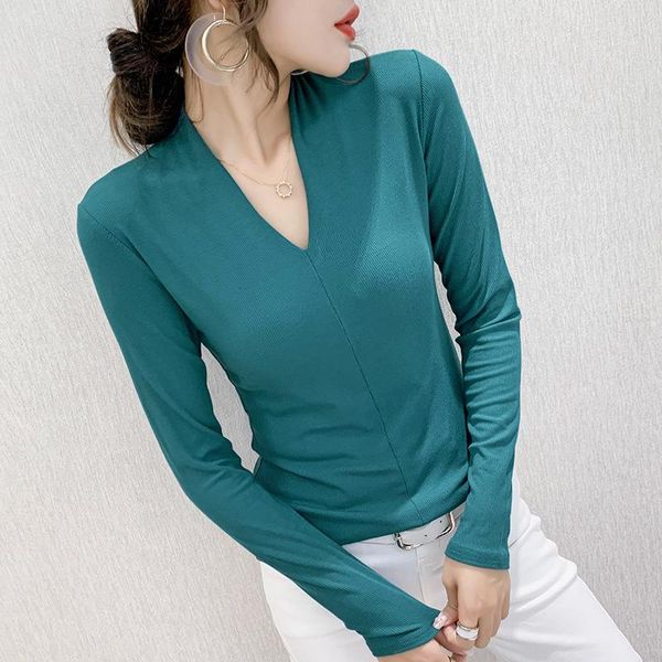 autumn women's long-sleeved t-shirt feminine v-neck with a bottoming shirt solid color foreign style small sweaters, White;black
autumn women's long-sleeved t-shirt feminine v-neck with a bottoming shirt solid color foreign style small sweaters, White;black