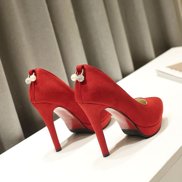 dress shoes pointed shallow mouth single female waterproof platform high heels red stiletto bridal wedding, Black
dress shoes pointed shallow mouth single female waterproof platform high heels red stiletto bridal wedding, Black