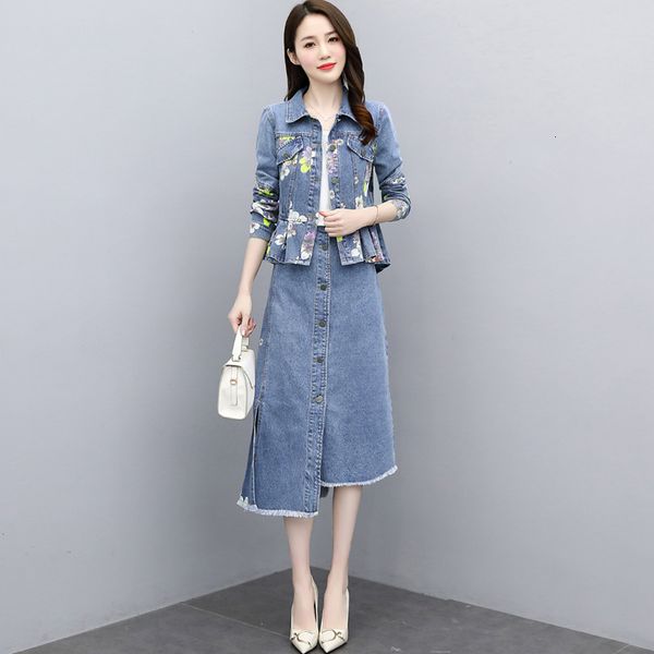 skirts spring summer fall women denim flower two pieces skirt suits lady of the office single breasted thin, Black
skirts spring summer fall women denim flower two pieces skirt suits lady of the office single breasted thin, Black