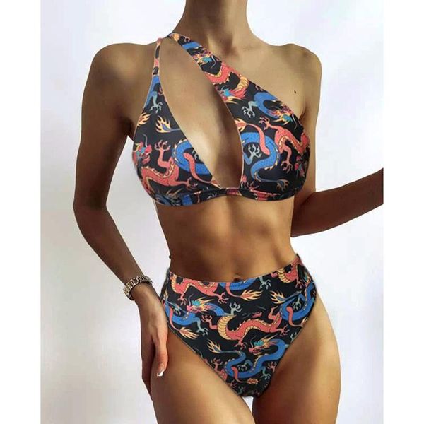 women's swimwear one shoulder bikini high waisted tummy control two piece swimsuit tankini backless beach bathing suit, White;black
women's swimwear one shoulder bikini high waisted tummy control two piece swimsuit tankini backless beach bathing suit, White;black