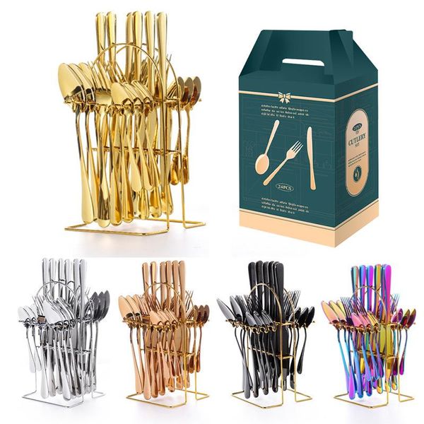 dinnerware sets 24pcs stainless steel set western 4 main tableware kitchen table with hanging rack gold spoon and fork
dinnerware sets 24pcs stainless steel set western 4 main tableware kitchen table with hanging rack gold spoon and fork