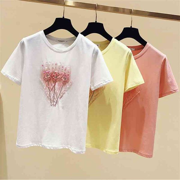 women's t-shirt fashion beading sequins peacock tail short sleeve t shirt woman o-neck loose baggy white summer clothes for w
women's t-shirt fashion beading sequins peacock tail short sleeve t shirt woman o-neck loose baggy white summer clothes for w