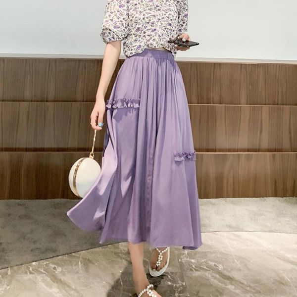 skirts summer korean style cotton long fringes solid purple white pleated a-line mid-calf, Black
skirts summer korean style cotton long fringes solid purple white pleated a-line mid-calf, Black