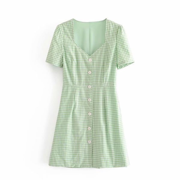 women dress plaid button v-neck short sleeves above knee vintage fashion vestidos femme robe 210517, Black;gray
women dress plaid button v-neck short sleeves above knee vintage fashion vestidos femme robe 210517, Black;gray