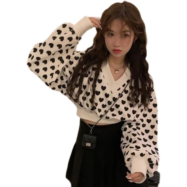 women's hoodies & sweatshirts spring autumn v-neck women heart print korean style pullover kawaii hooded long sleeve cropped 2021, Black
women's hoodies & sweatshirts spring autumn v-neck women heart print korean style pullover kawaii hooded long sleeve cropped 2021, Black