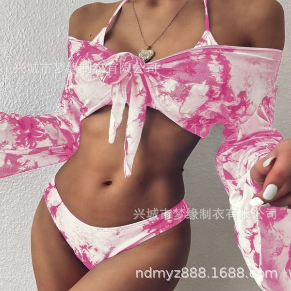 swimsuit dye women's split 2020 long tie sleeve three piece leopard bikini, White;black
swimsuit dye women's split 2020 long tie sleeve three piece leopard bikini, White;black