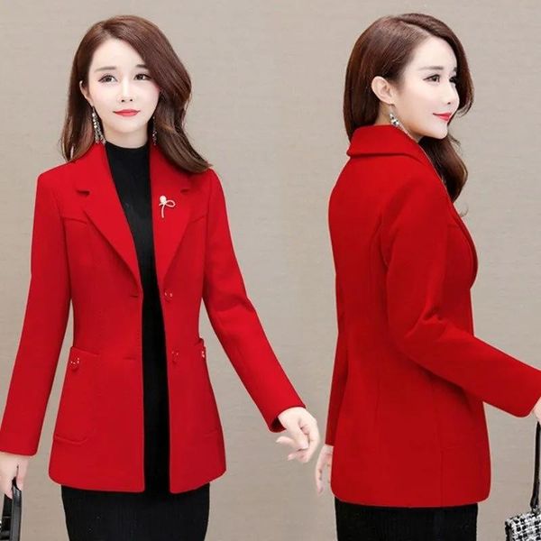 women's suits & blazers autumn winter models 2021 woolen coat female middle-aged slim short suit fashionable collar, White;black
women's suits & blazers autumn winter models 2021 woolen coat female middle-aged slim short suit fashionable collar, White;black