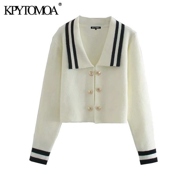 women fashion with metal buttons cropped knitted cardigan sweater vintage long sleeve female outerwear chic 210416, White;black
women fashion with metal buttons cropped knitted cardigan sweater vintage long sleeve female outerwear chic 210416, White;black