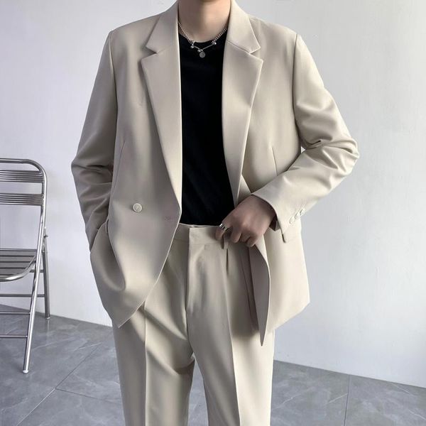men's suits & blazers solid color 2 piece wedding for men double breasted slim business suit (blazers+pants) social party dress costume, White;black
men's suits & blazers solid color 2 piece wedding for men double breasted slim business suit (blazers+pants) social party dress costume, White;black