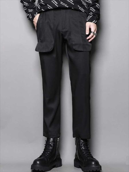 men's pants straight casual spring and autumn dark pocket design slim young fashion trend suit, Black
men's pants straight casual spring and autumn dark pocket design slim young fashion trend suit, Black