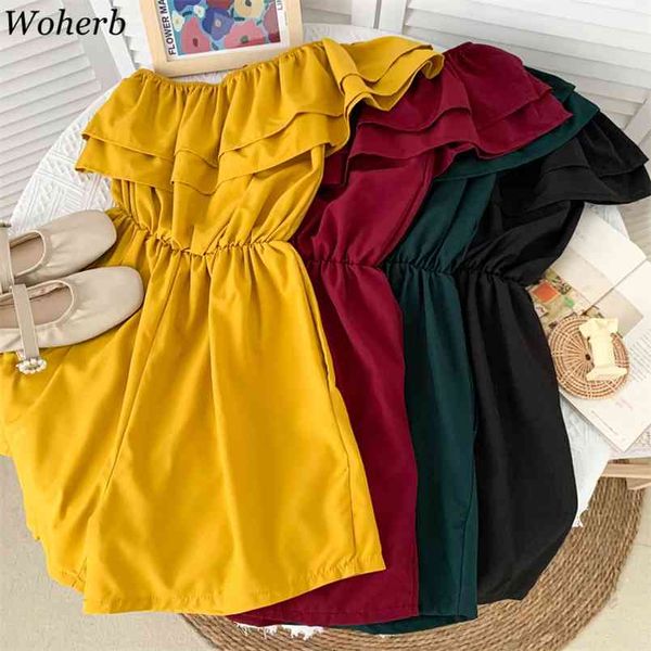 summer jumpsuits fashion short sleeve off the shoulder ruffles playsuit ladies shorts boho beach body romper 210519, Black;white
summer jumpsuits fashion short sleeve off the shoulder ruffles playsuit ladies shorts boho beach body romper 210519, Black;white