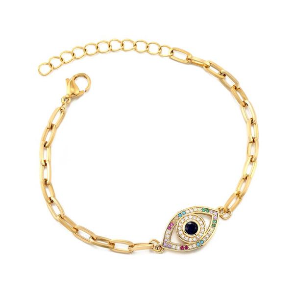 link, chain charm evil eye copper adjustable women lucky cuban hip hop stainless steel bracelet 3 colors for party jewelry pulseira, Black
link, chain charm evil eye copper adjustable women lucky cuban hip hop stainless steel bracelet 3 colors for party jewelry pulseira, Black