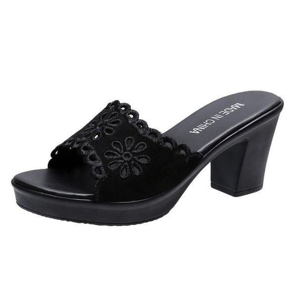 slippers fashionable summer women 2021 hollow-out flower breathable red brown chunky square heel comfortable ladies, Black
slippers fashionable summer women 2021 hollow-out flower breathable red brown chunky square heel comfortable ladies, Black