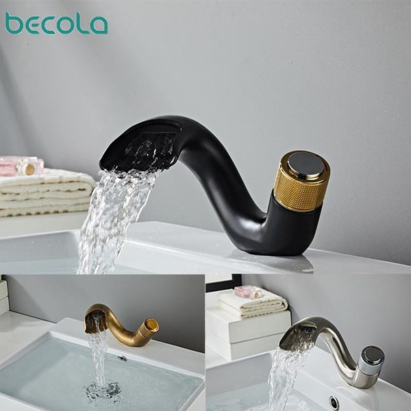 bathroom sink faucets brushed basin faucet gold&black waterfall brass classical mixer tap and cold becola antique
bathroom sink faucets brushed basin faucet gold&black waterfall brass classical mixer tap and cold becola antique