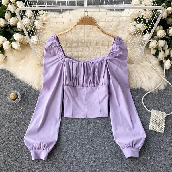 women's blouses & shirts ins spring autumn clothes fashion square collar slim short pullover shirt long sleeve solid color blouse t551, White
women's blouses & shirts ins spring autumn clothes fashion square collar slim short pullover shirt long sleeve solid color blouse t551, White